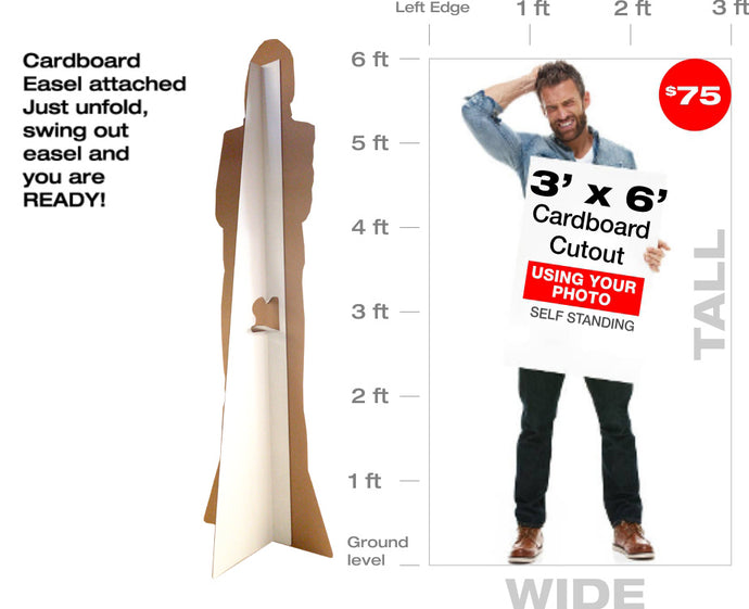 As low as $49 for 6ft Tall Custom Cardboard Cutout – Custom Life Size Cutout